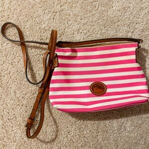 Dooney & Bourke Pink and White Striped Crossbody Bag